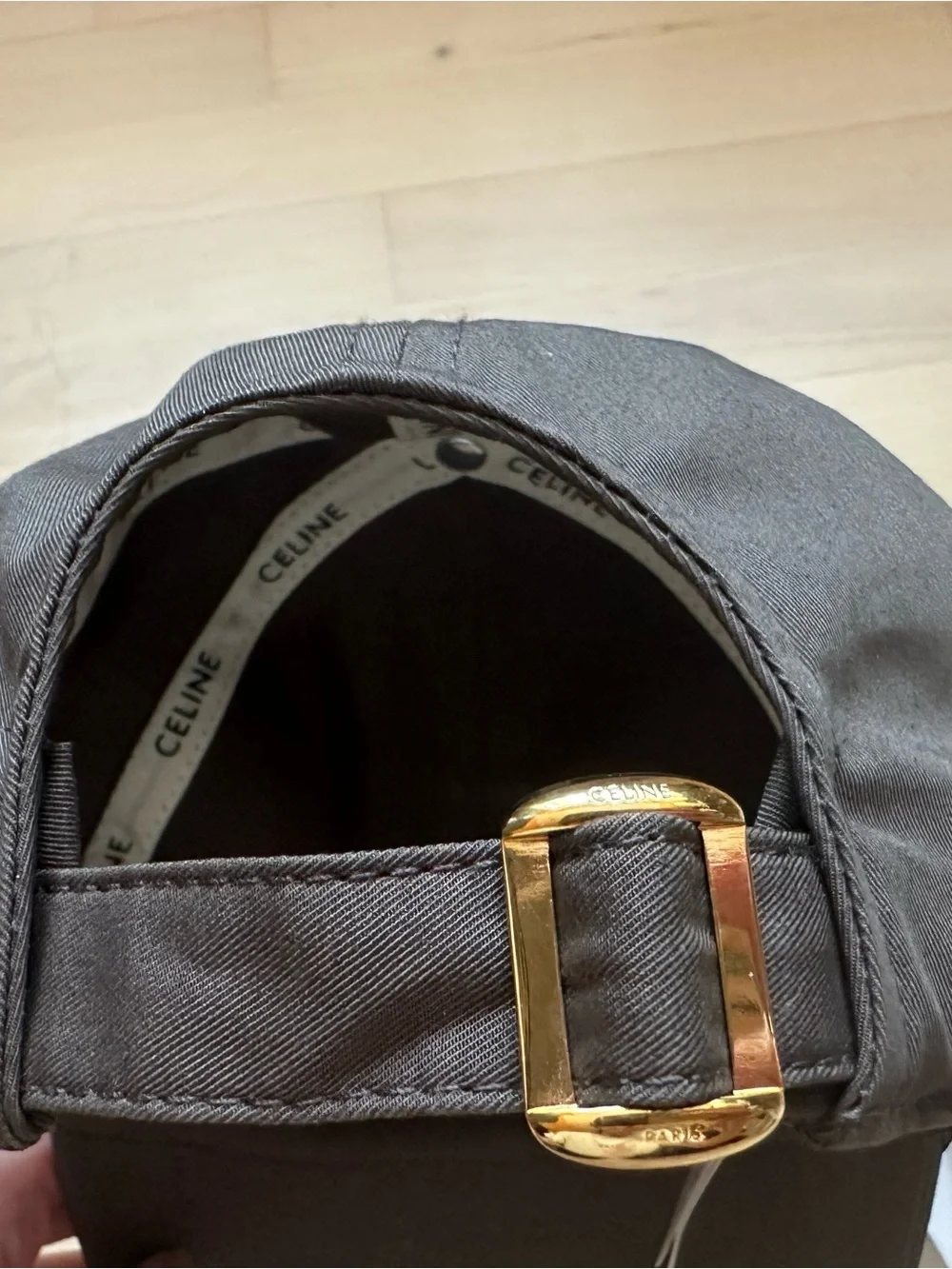 CELINE Triomphe Baseball Cap Dark Taupe Size L (2AUT6969P)